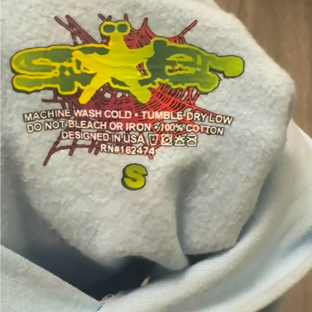 Sp5der Web Hoodie Baby Blue – Size S – OG Run